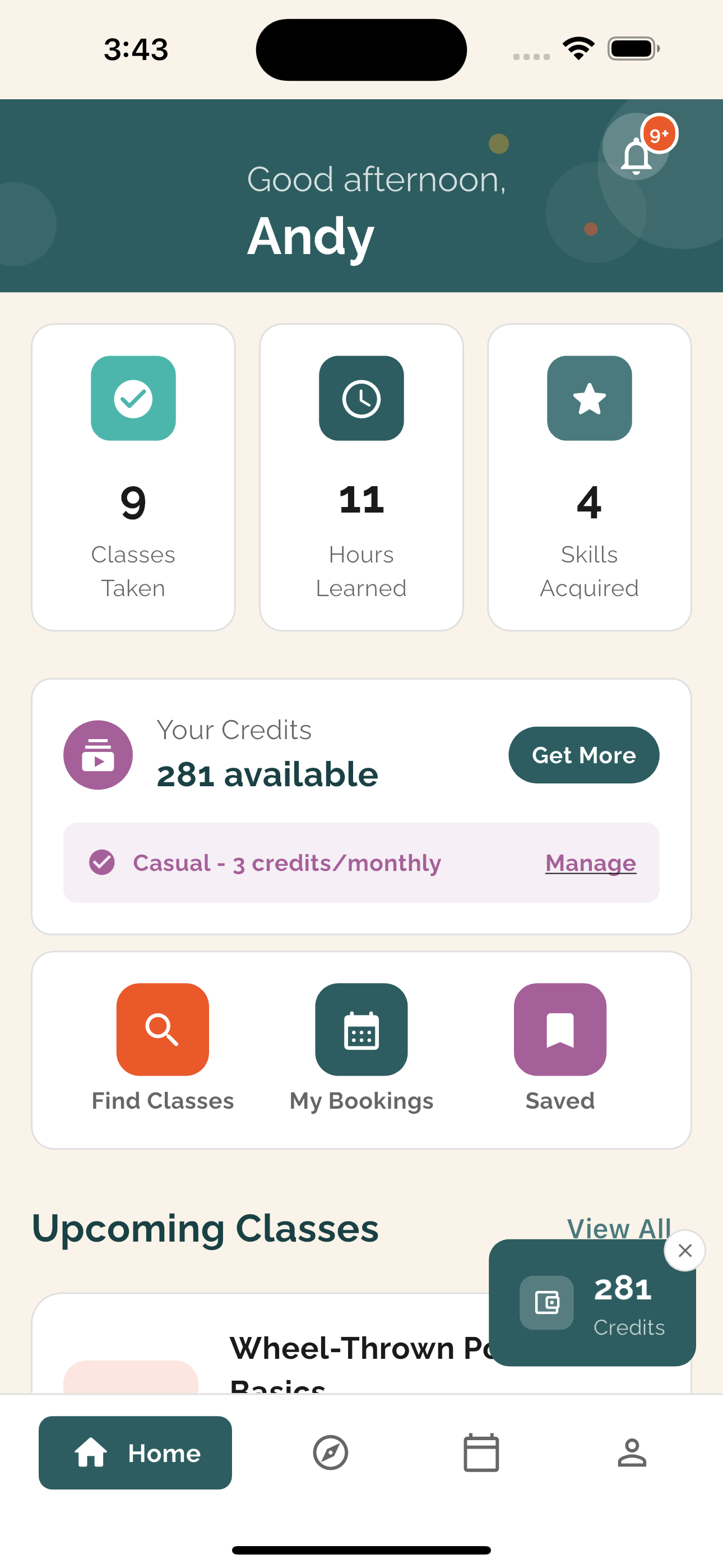 HobbiHopp home dashboard
