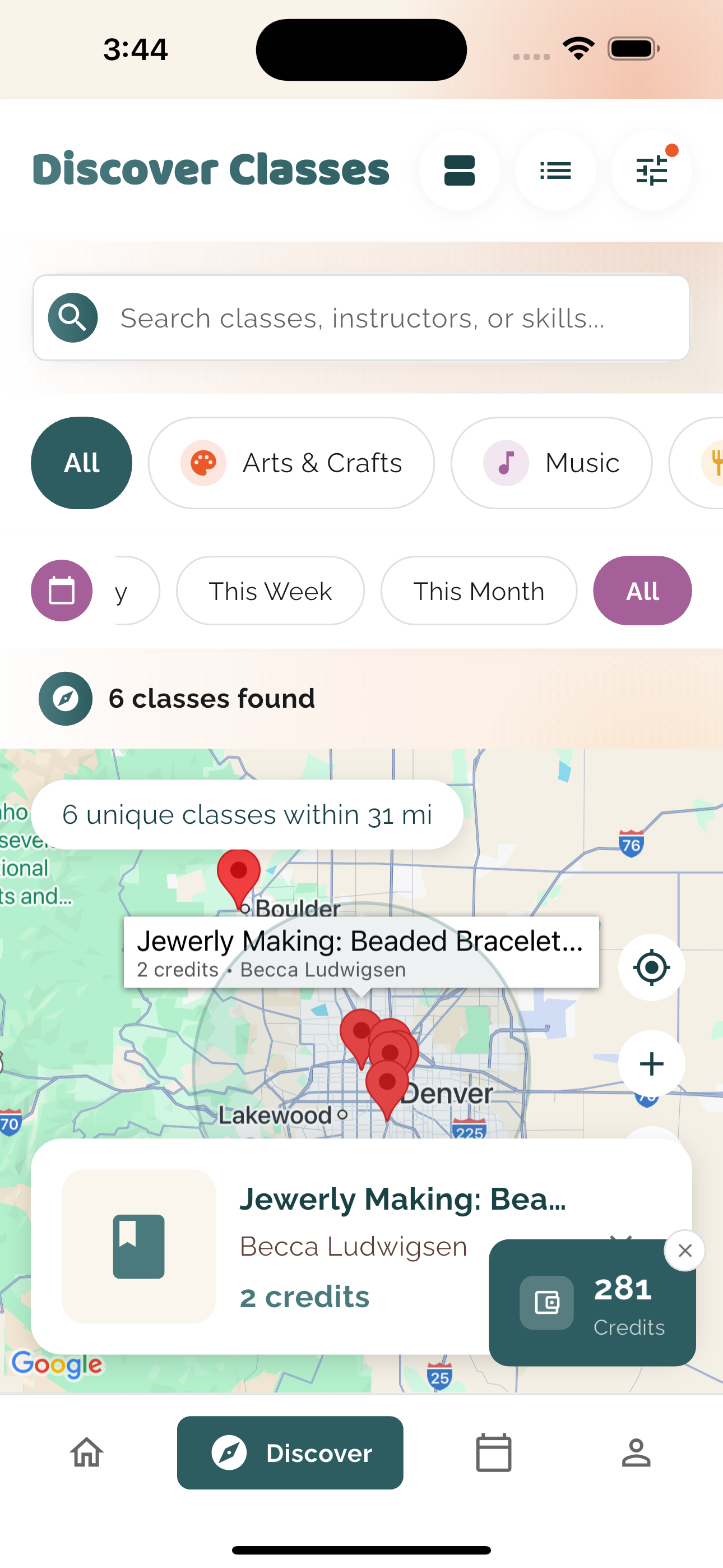 Find local classes on the map